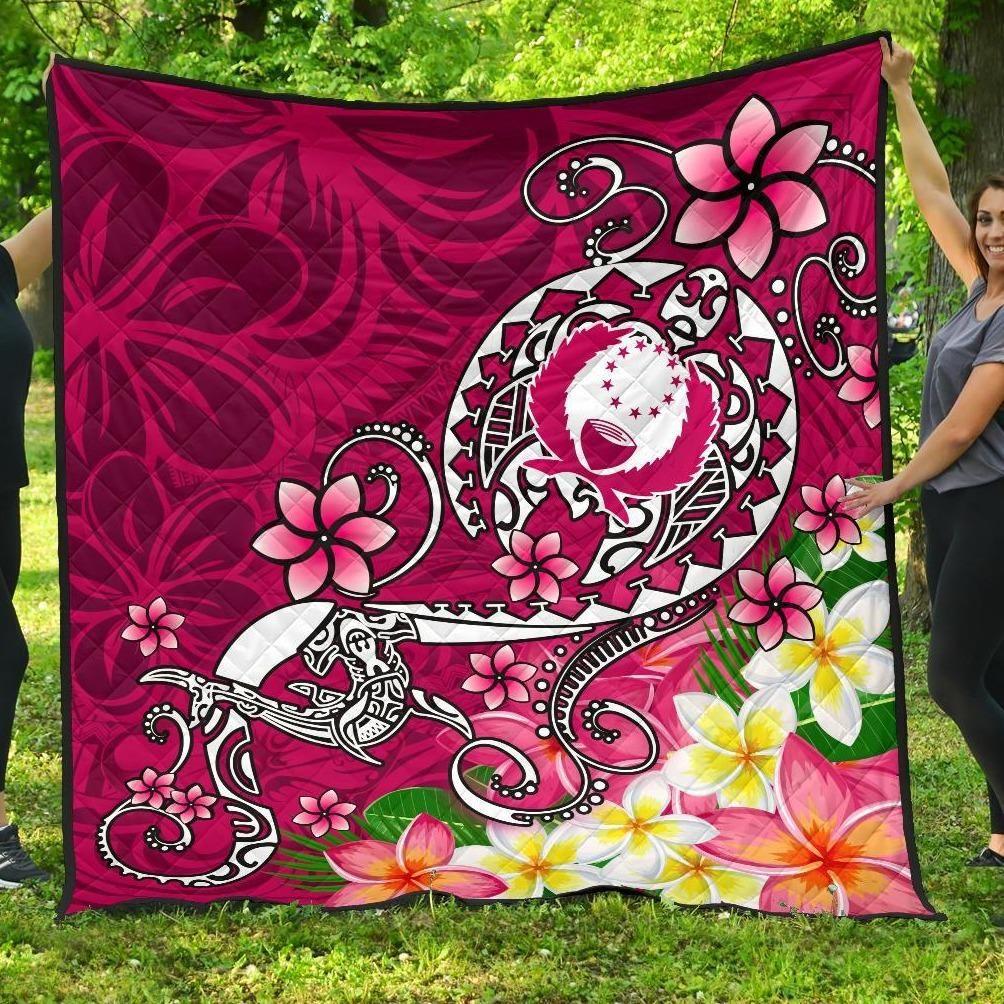 Pohnpei Premium Quilt - Turtle Plumeria (Pink)