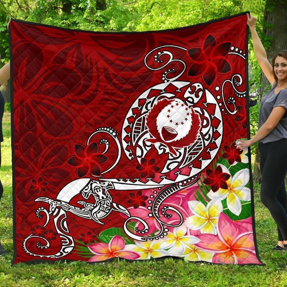 Pohnpei Premium Quilt - Turtle Plumeria (Red)