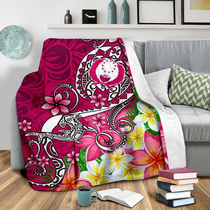 Pohnpei Premuim Blanket - Turtle Plumeria (Pink)