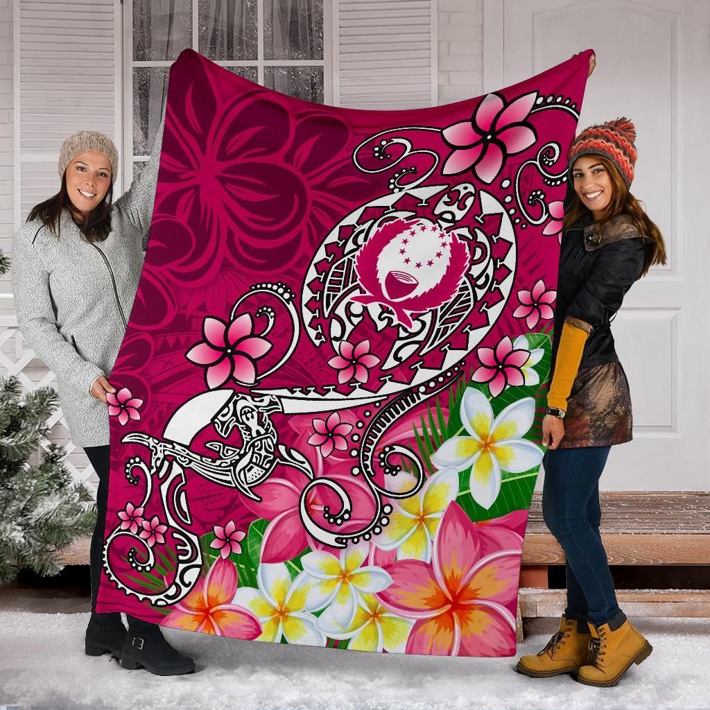 Pohnpei Premuim Blanket - Turtle Plumeria (Pink)