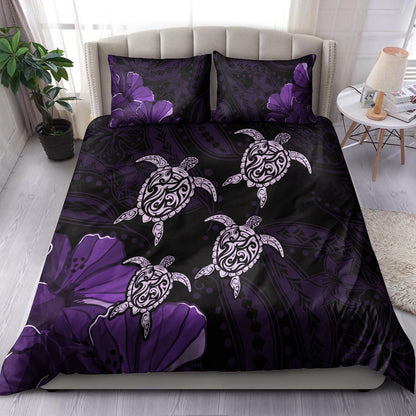 Hawaii Bedding Set Polynesia Honu Hibiscus Serenity