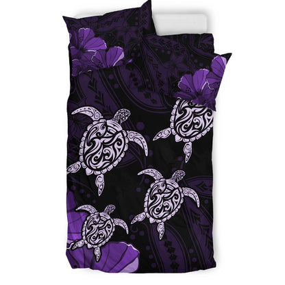 Hawaii Bedding Set Polynesia Honu Hibiscus Serenity
