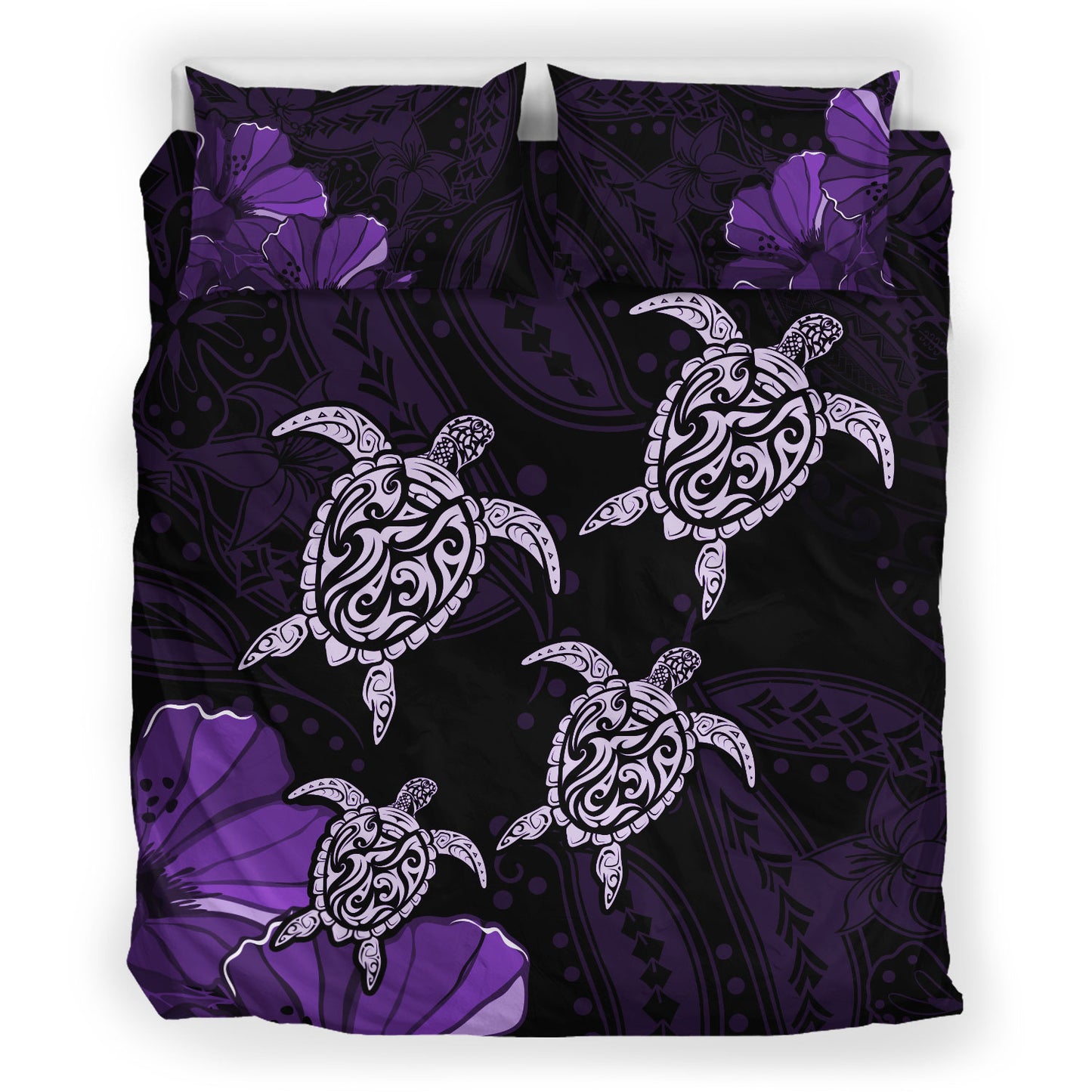 Hawaii Bedding Set Polynesia Honu Hibiscus Serenity