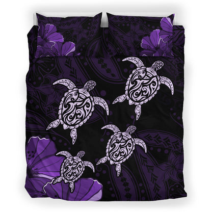 Hawaii Bedding Set Polynesia Honu Hibiscus Serenity