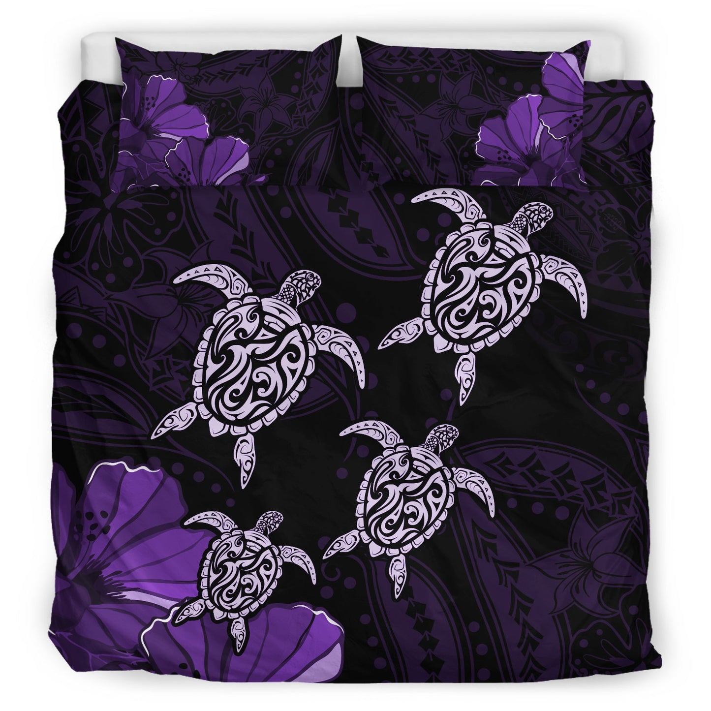Hawaii Bedding Set Polynesia Honu Hibiscus Serenity