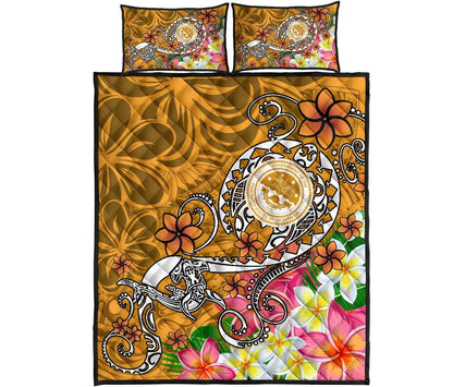 FSM Quilt Bed Set - Turtle Plumeria (Gold)