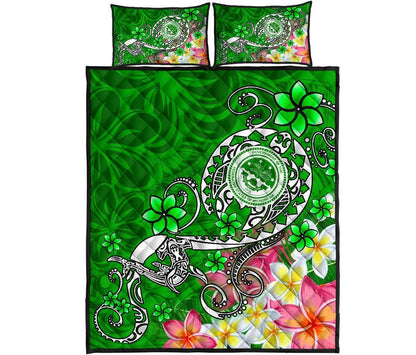 FSM Quilt Bed Set - Turtle Plumeria (Green)