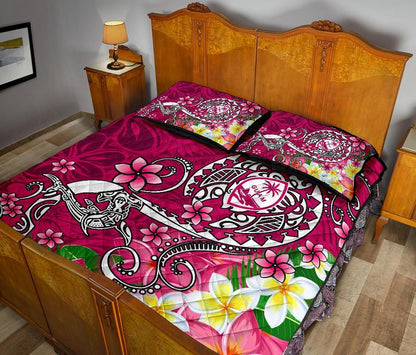 Guam Quilt Bed Set - Turtle Plumeria (Pink)