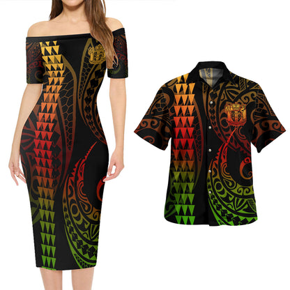 New Zealand Combo Short Sleeve Dress And Shirt Kakau Style Reggae