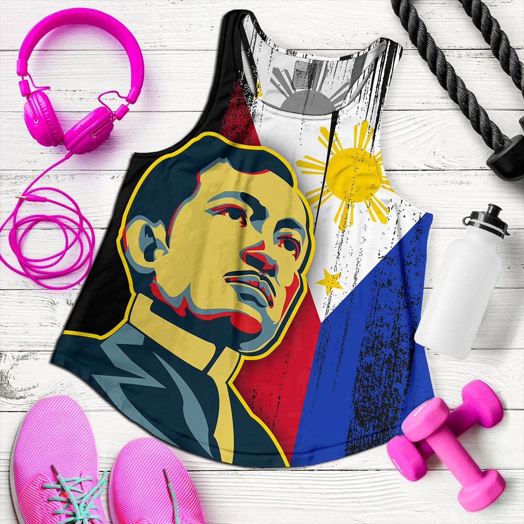Philippines Filipinos Women Tank Rizal Day Flag Grunge Style
