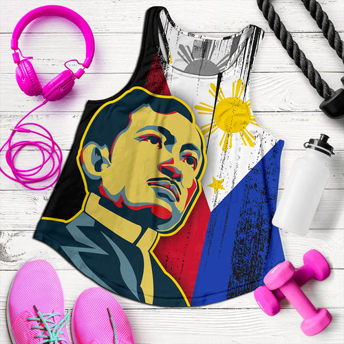 Philippines Filipinos Women Tank Rizal Day Flag Grunge Style