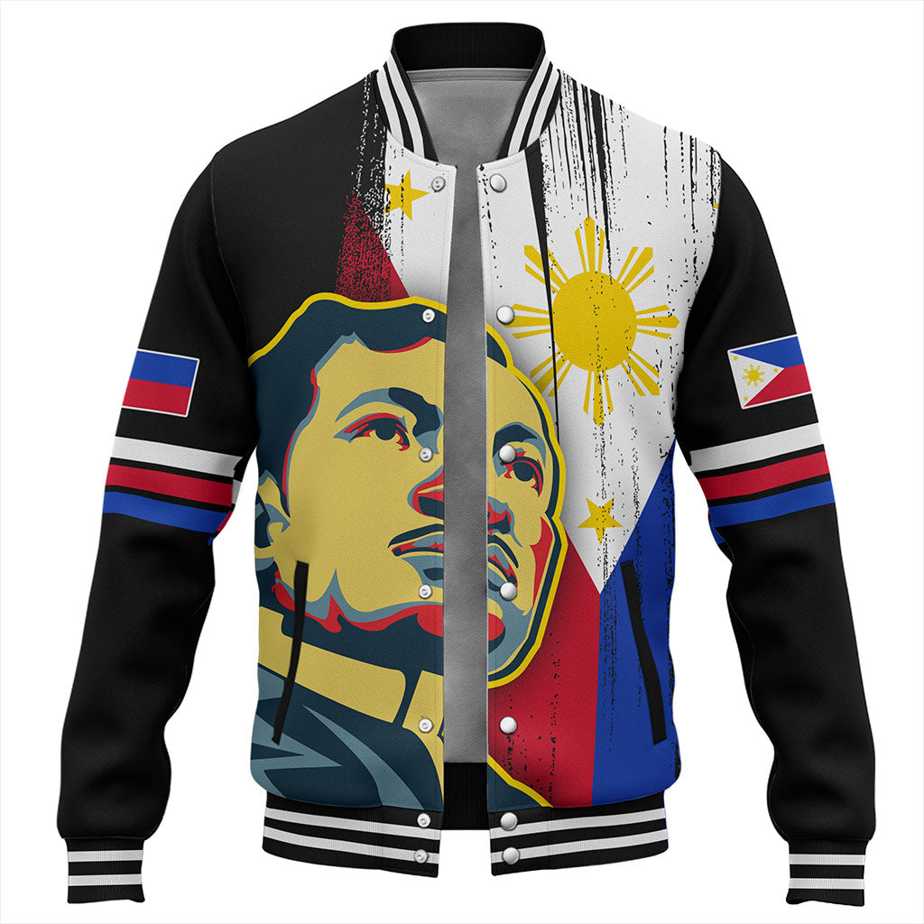 Philippines Filipinos Baseball Jacket Rizal Day Flag Grunge Style