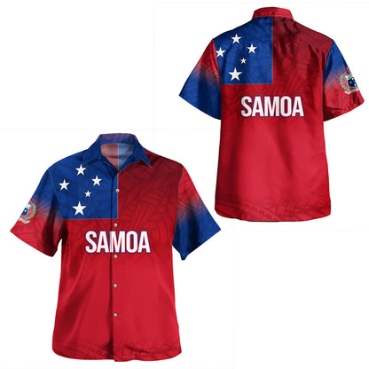 Samoa Combo Dress And Shirt Flag Color With Traditional Patterns