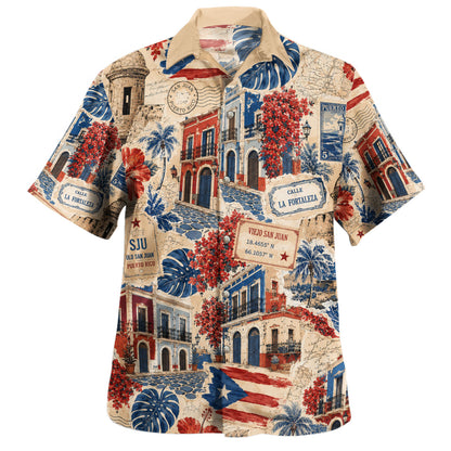 Puerto Rico Hawaiian Shirt Old San Juan Vintage Postcard