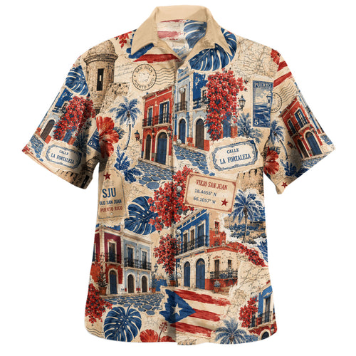 Puerto Rico Hawaiian Shirt Old San Juan Vintage Postcard