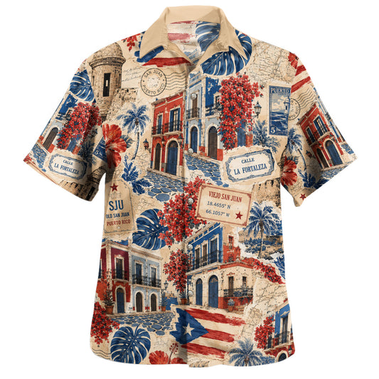 Puerto Rico Hawaiian Shirt Old San Juan Vintage Postcard