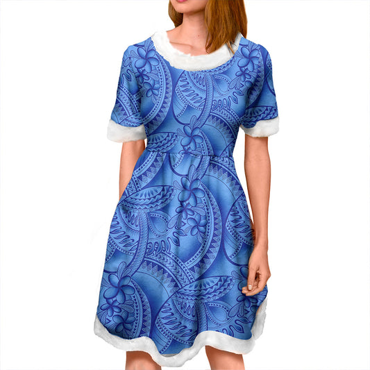 Samoa Women and Kid Christmas Dress Fabric Tattoo Design
