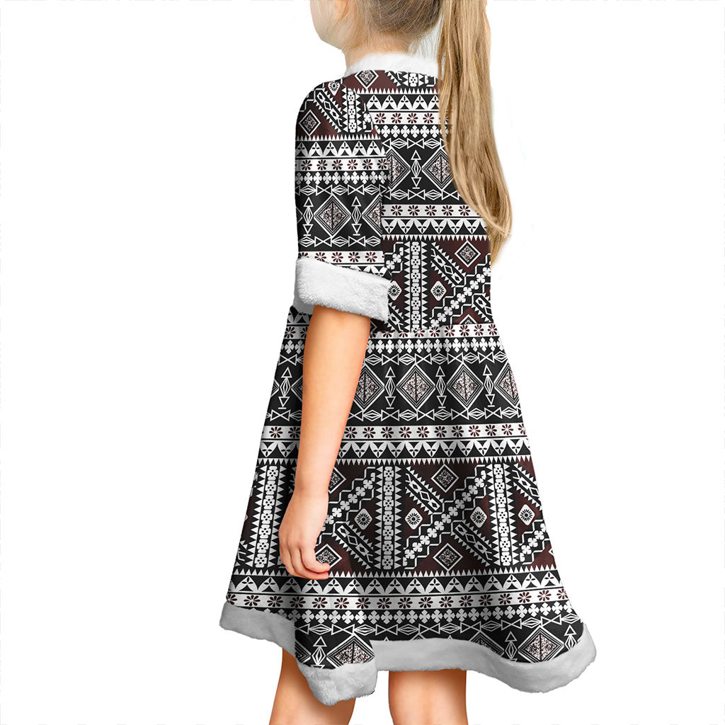 Samoa Women and Kid Christmas Dress Polynesian Tribal Print Stripe Style