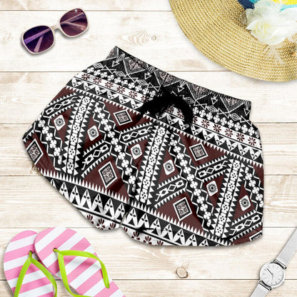 Samoa Women Shorts Polynesian Tribal Print Stripe Style