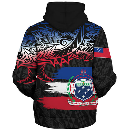 Samoa Sherpa Hoodie Tribal Polynesian Grunge Flag