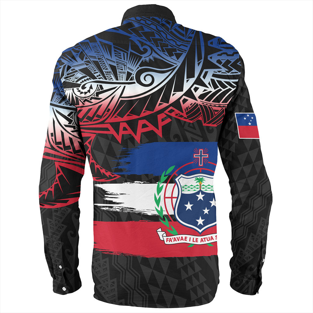 Samoa Long Sleeve Shirt Tribal Polynesian Grunge Flag