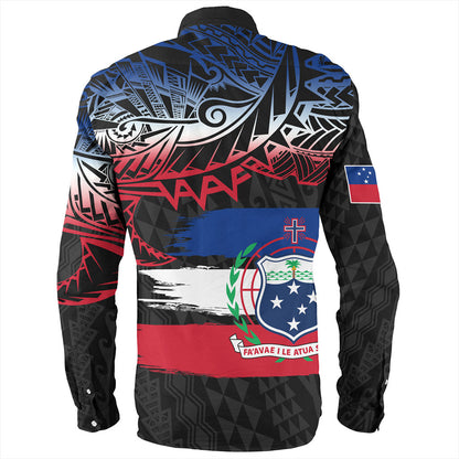 Samoa Long Sleeve Shirt Tribal Polynesian Grunge Flag
