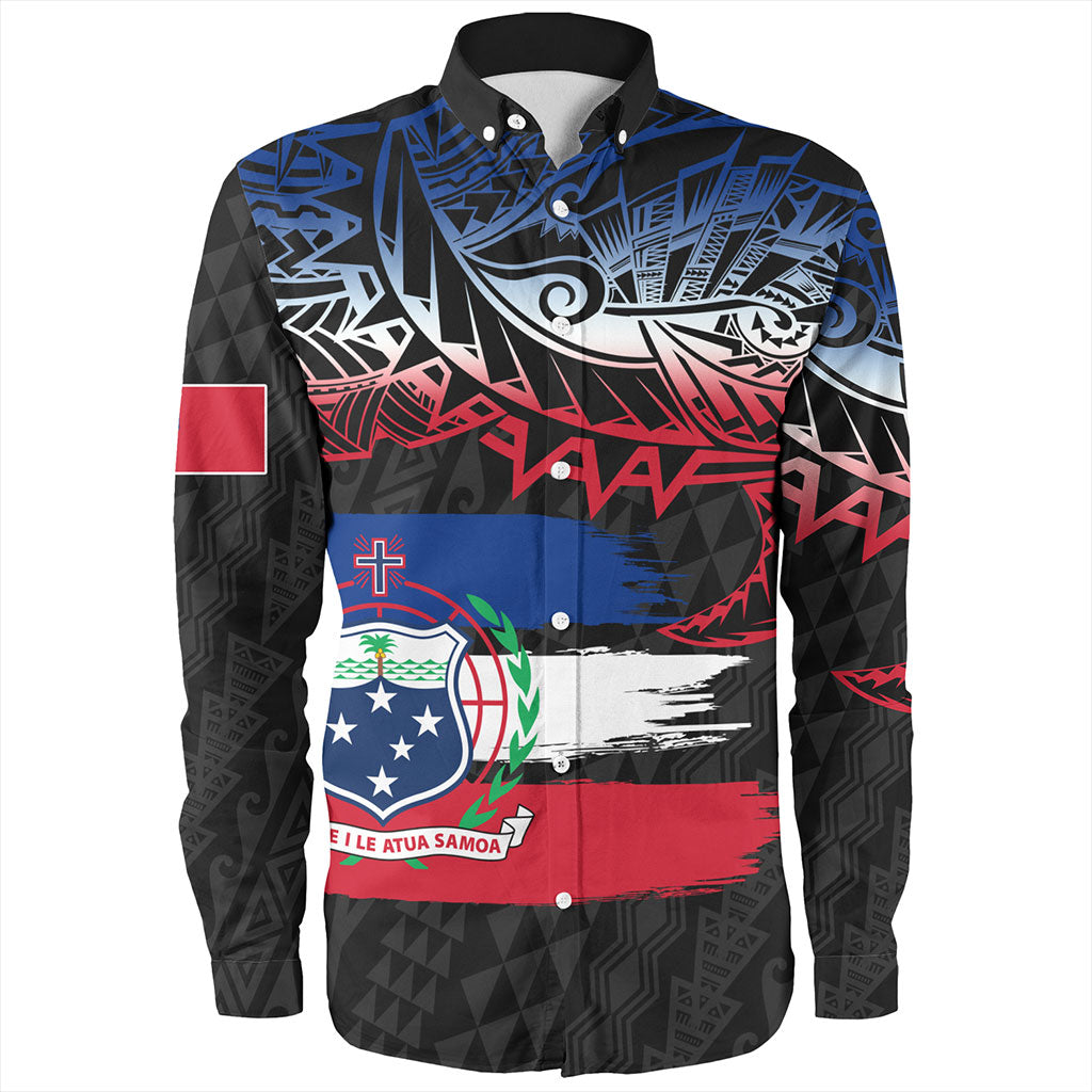 Samoa Long Sleeve Shirt Tribal Polynesian Grunge Flag