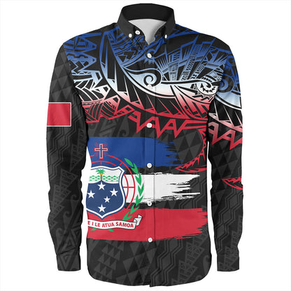 Samoa Long Sleeve Shirt Tribal Polynesian Grunge Flag