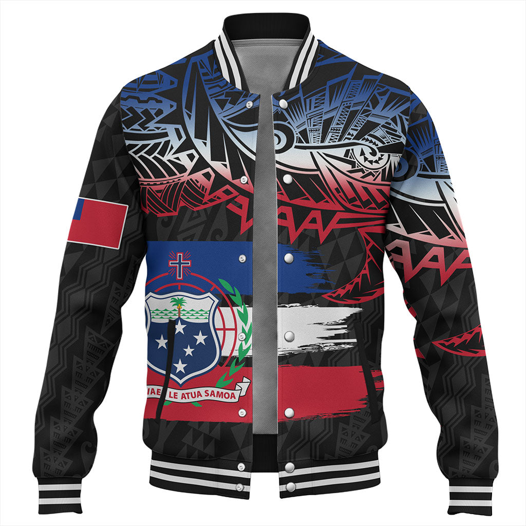 Samoa Baseball Jacket Tribal Polynesian Grunge Flag