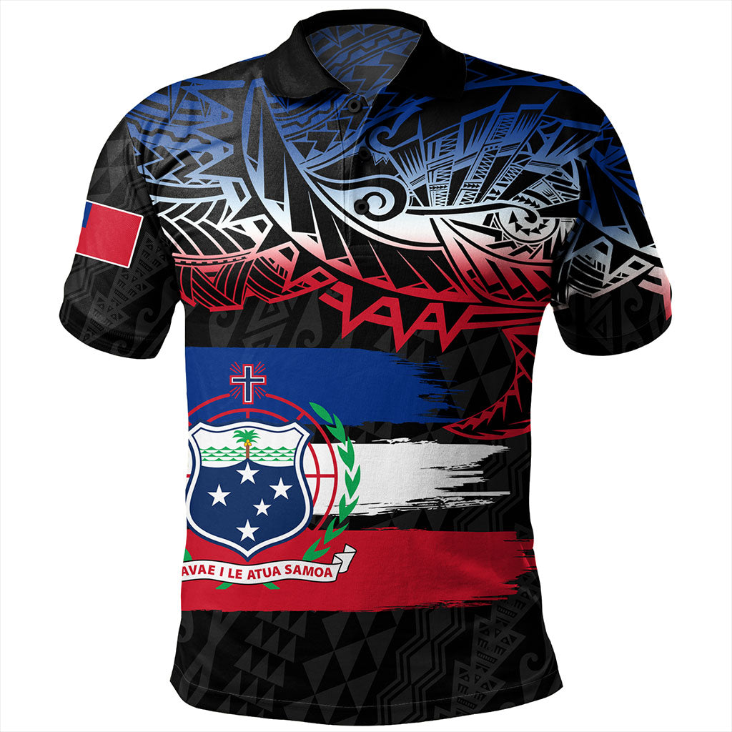 Samoa Polo Shirt Tribal Polynesian Grunge Flag
