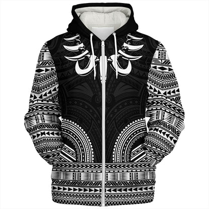 Samoa Sherpa Hoodie Ula Nifo Circle Pattern Design