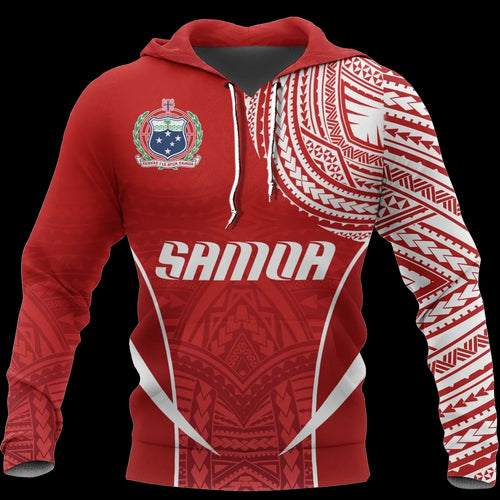 Samoa Active Special Hoodie - Samoa Coat Of Arms Polynesian Tattoo Red