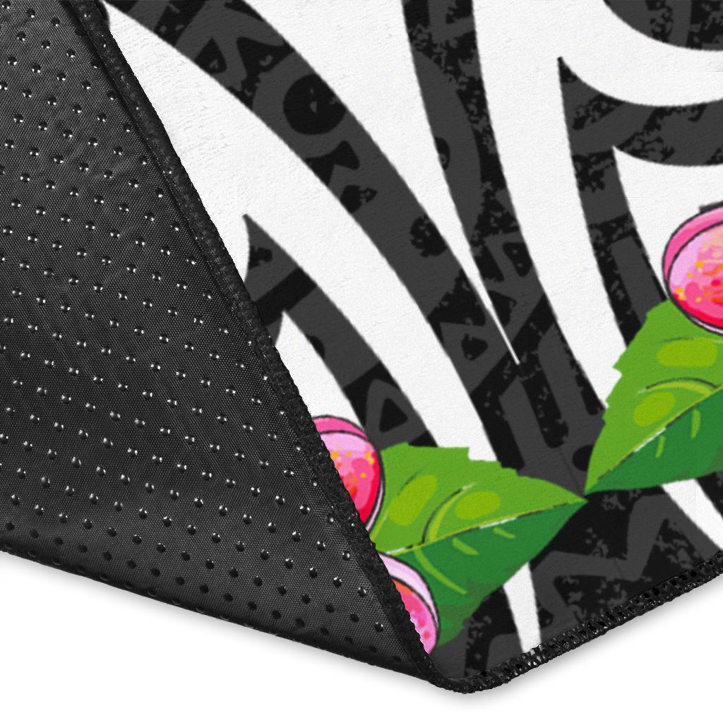 Samoa Area Rug - Coat Of Arm With Tropical Flowers