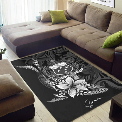 Samoa Area Rug - Fish With Plumeria Flowers Style