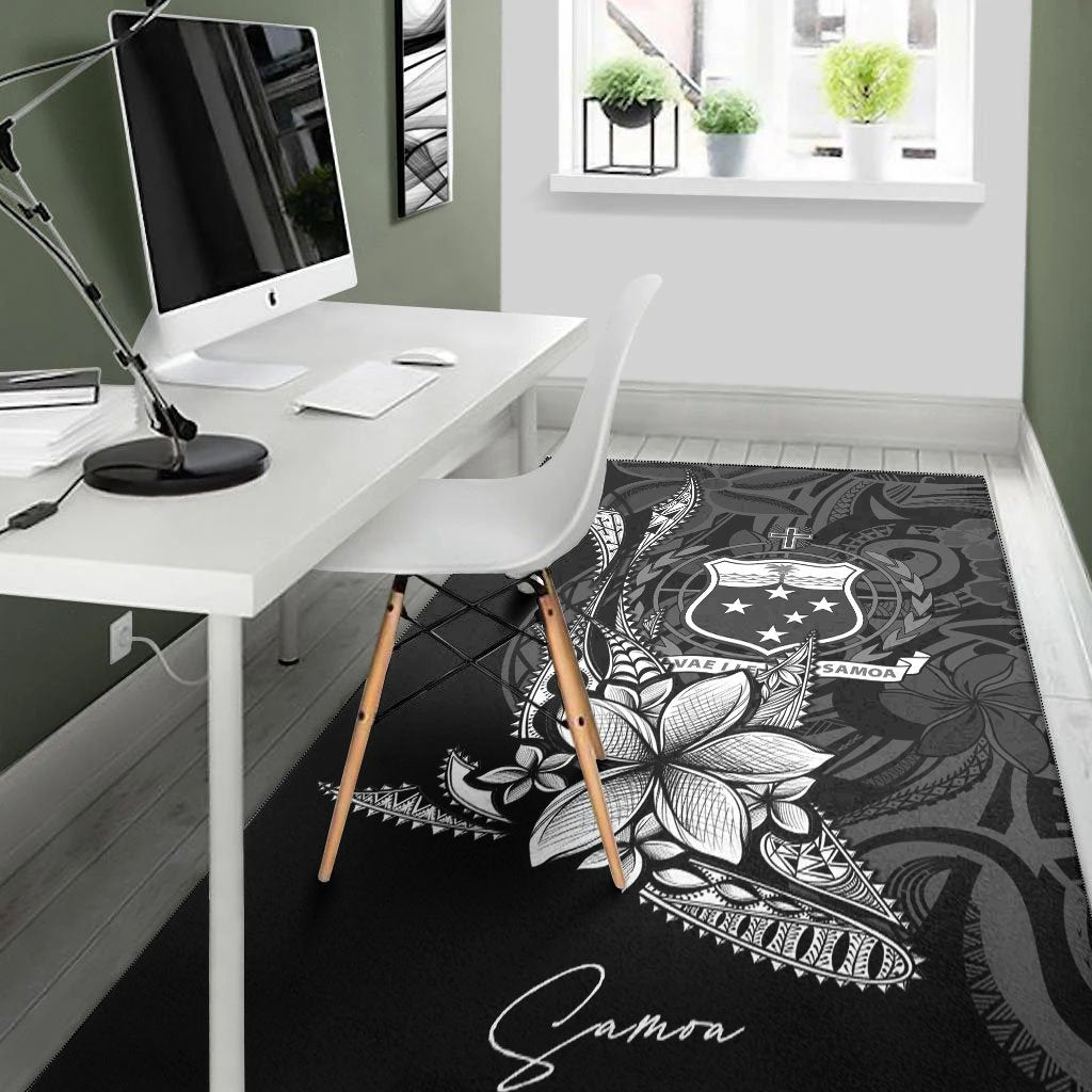 Samoa Area Rug - Fish With Plumeria Flowers Style