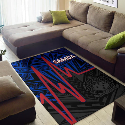 Samoa Area Rug - Samoa Seal With Polynesian Patterns In Heartbeat Style (Blue)