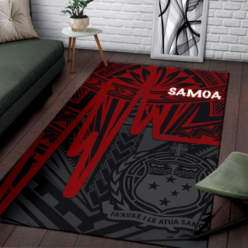 Samoa Area Rug - Samoa Seal With Polynesian Pattern In Heartbeat Style (Red)