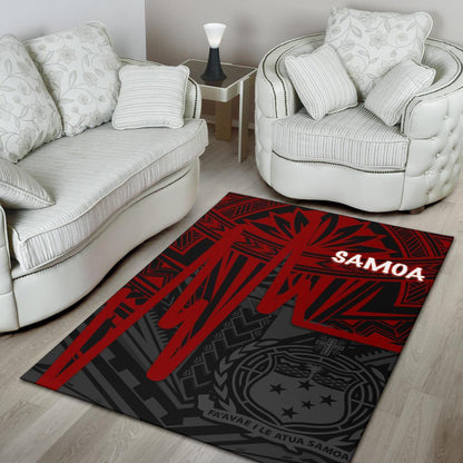 Samoa Area Rug - Samoa Seal With Polynesian Pattern In Heartbeat Style (Red)