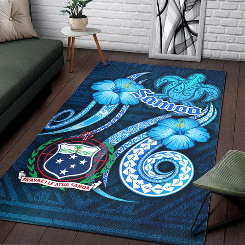 Samoa Area Rug -Turtle and Tribal Tattoo Of Polynesian