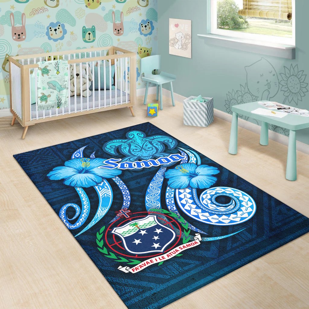 Samoa Area Rug -Turtle and Tribal Tattoo Of Polynesian