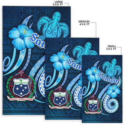 Samoa Area Rug -Turtle and Tribal Tattoo Of Polynesian