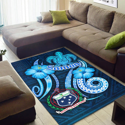 Samoa Area Rug -Turtle and Tribal Tattoo Of Polynesian