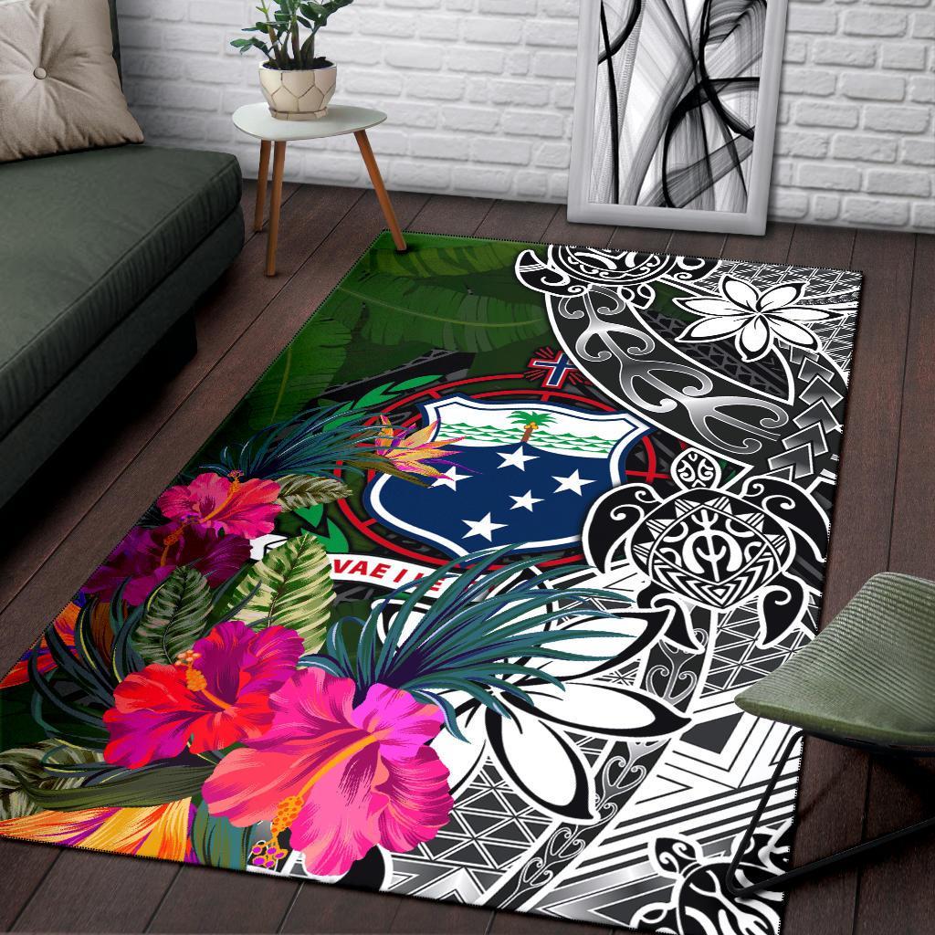 Samoa Area Rug - Turtle Plumeria Banana Leaf