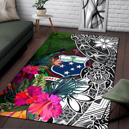 Samoa Area Rug - Turtle Plumeria Banana Leaf