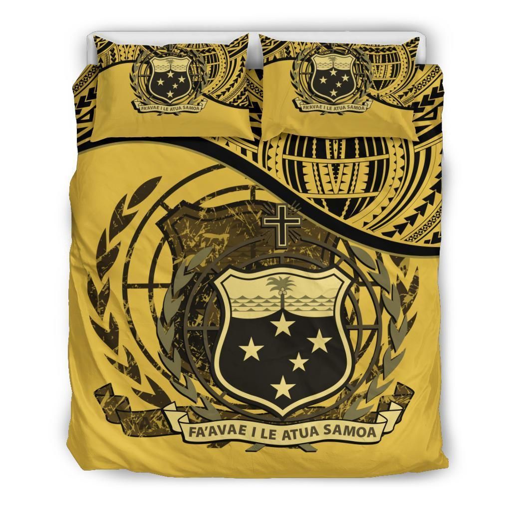 Samoa Duvet Cover Set - Special Grunge Samoa Flag Coat Of Arms Yellow