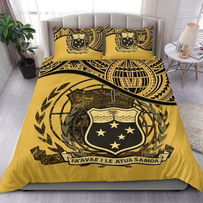 Samoa Duvet Cover Set - Special Grunge Samoa Flag Coat Of Arms Yellow