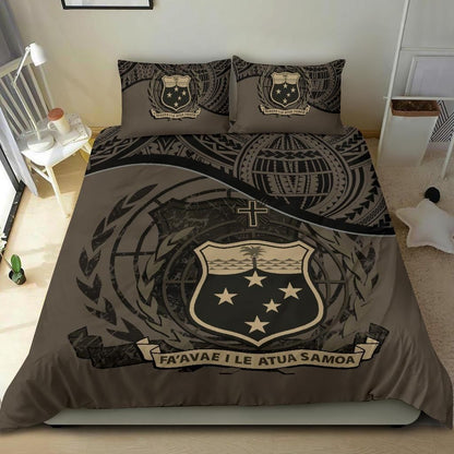 Samoa Duvet Cover Set - Special Grunge Samoa Flag Coat Of Arms Brown