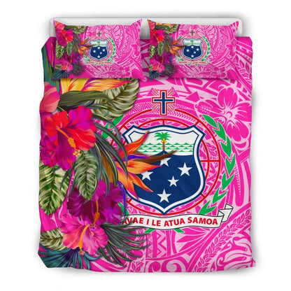 Samoa Bedding Set - Hibiscus Polynesian Pattern Pink Version