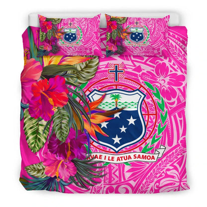 Samoa Bedding Set - Hibiscus Polynesian Pattern Pink Version