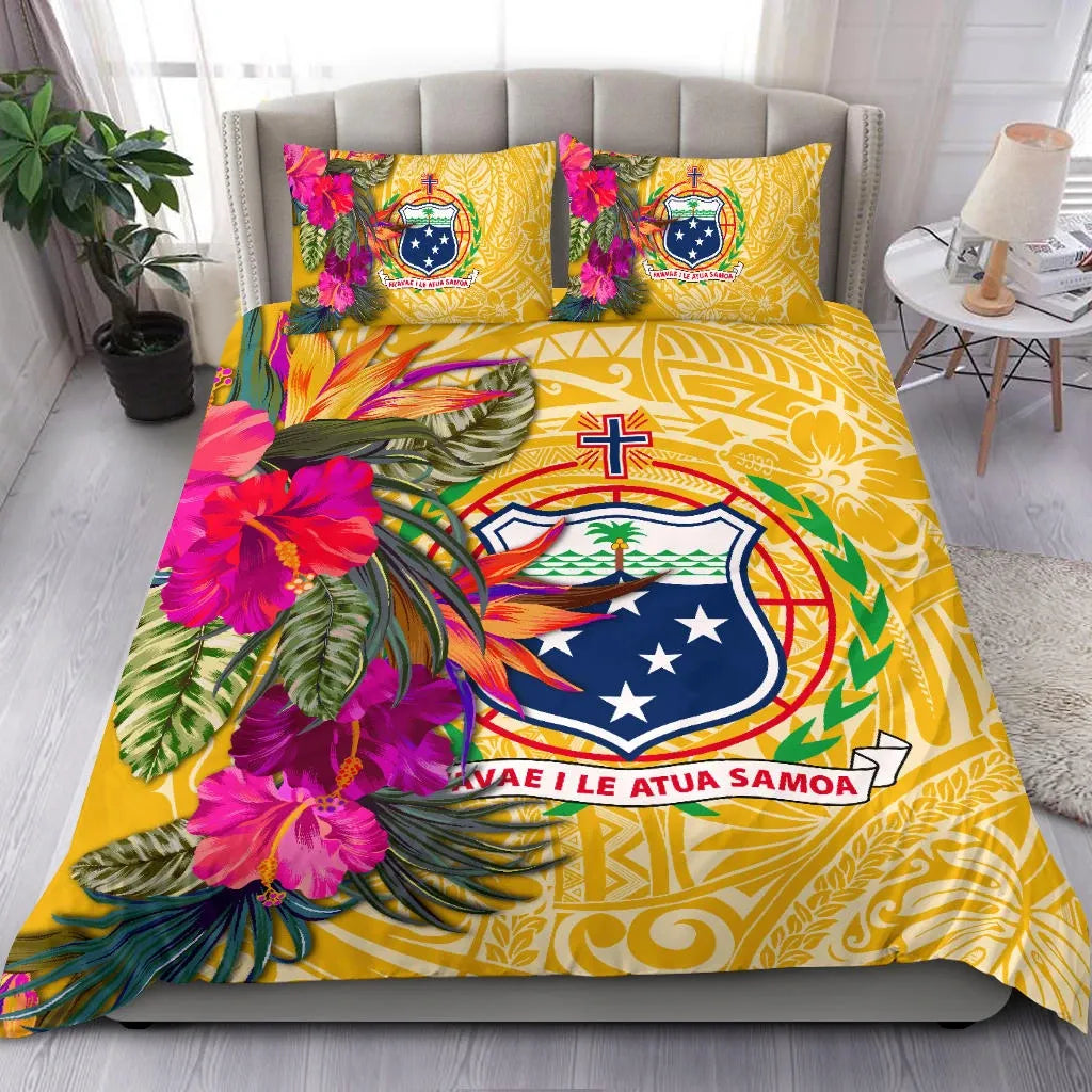 Samoa Bedding Set - Hibiscus Polynesian Pattern Yellow Version